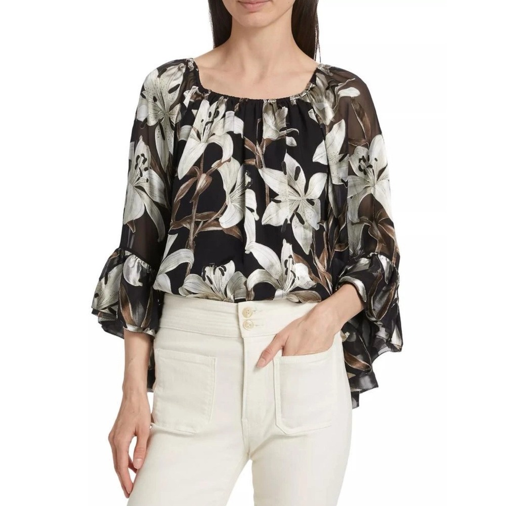 Alice + Olivia Ardelia Floral Off-the-Shoulder Blouse Stargazer Sz Small. Lilly - Picture 1 of 9